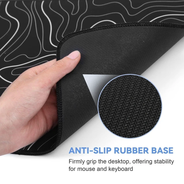 Alt view image 5 of 7 - Extended Gaming Mouse Pad 31.5 x 11.8 in XL Keyboard Mouse Mat and Desktop Protector Smooth Water-Resistant 3 MM Cloth Surface Stitched Edges Anti-Slip Rubber Base Black