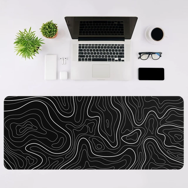 Alt view image 3 of 7 - Extended Gaming Mouse Pad 31.5 x 11.8 in XL Keyboard Mouse Mat and Desktop Protector Smooth Water-Resistant 3 MM Cloth Surface Stitched Edges Anti-Slip Rubber Base Black