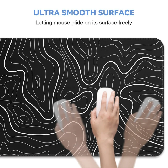 Alt view image 7 of 7 - Extended Gaming Mouse Pad 31.5 x 11.8 in XL Keyboard Mouse Mat and Desktop Protector Smooth Water-Resistant 3 MM Cloth Surface Stitched Edges Anti-Slip Rubber Base Black