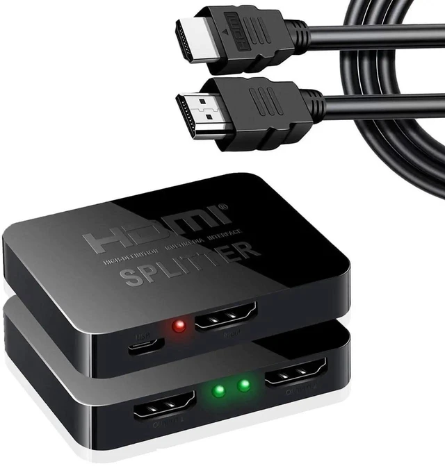 Main image of 4K UHD 1 Input 2 Output HDMI Mirror Display Splitter Dual Screen Video Signal Duplicator for Monitors TVs and Projectors Plug-and-Play with 5FT HDMI Cable