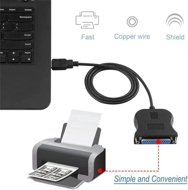 Alt view image 2 of 5 - USB 2.0 to DB25 Parallel Port Adapter Cable 25 Pin IEEE 1284 Printer Connection Cord 1Mbps Transfer Speed Converter for Legacy Parallel Devices and Old Peripherals Plug and Play Stable Signal