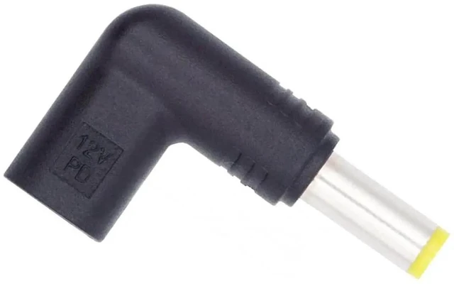 Main image of USB-C Female to DC 12V 5.5x2.5mm Male Plug Power Adapter USB 3.1 65W PD Trigger Emulator 90 Degree Angled Type-C Charger Converter for 12V Laptop Charging