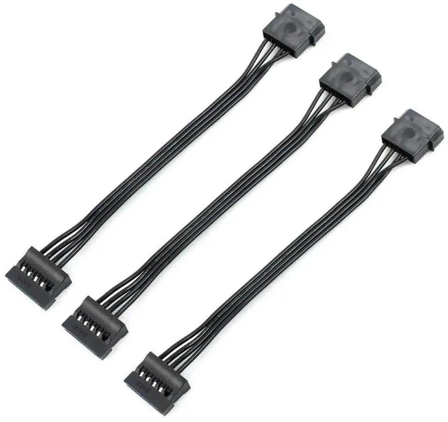 Main image of 3PCS 4 Pin Molex IDE Female to Dual 15-Pin SATA Power Adapter Cable IDE to SATA Power Splitter for Hard Drive SSD Optical Drive Desktop PC Upgrade and Replacement Plug-and-Play