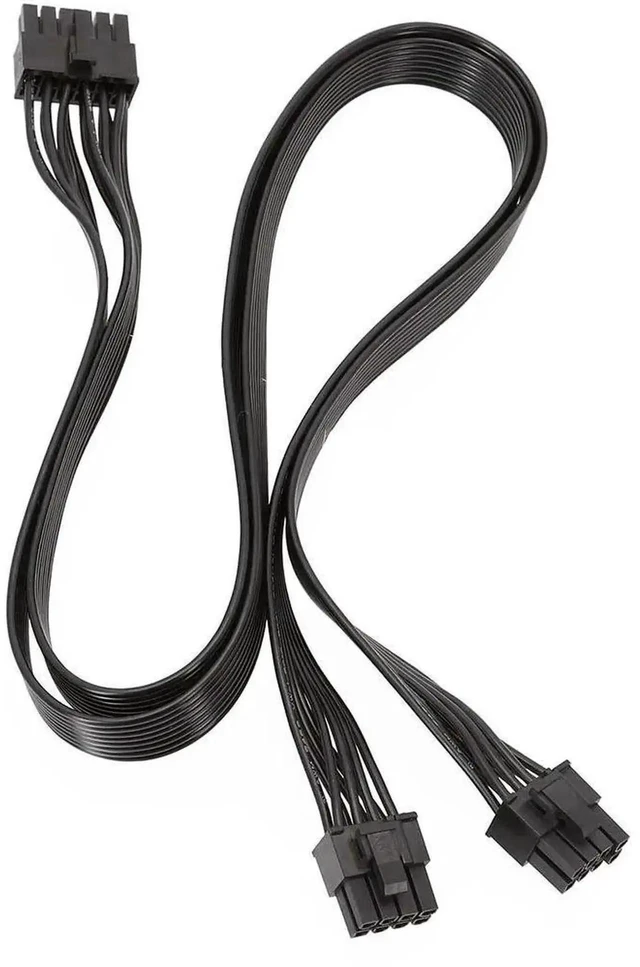 Main image of 12Pin to Dual PCIe 8Pin 6+2 Detachable Modular PSU Cable Graphics Card Power Lead and Replacement Cable for P-860 P-1000 X-1050 Full Modular Power Supplies 60cm