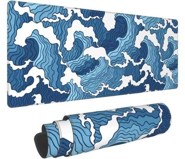 Main image of XL Extended Gaming Mouse Pad 31.5 X 11.8 Non Slip Rubber Mousepad with Stitched Edges Large Long Desk Pad and Extended Mice Pad for Gaming Blue and White