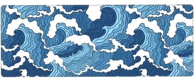 Alt view image 2 of 7 - XL Extended Gaming Mouse Pad 31.5 X 11.8 Non Slip Rubber Mousepad with Stitched Edges Large Long Desk Pad and Extended Mice Pad for Gaming Blue and White