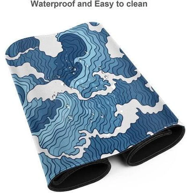 Alt view image 7 of 7 - XL Extended Gaming Mouse Pad 31.5 X 11.8 Non Slip Rubber Mousepad with Stitched Edges Large Long Desk Pad and Extended Mice Pad for Gaming Blue and White