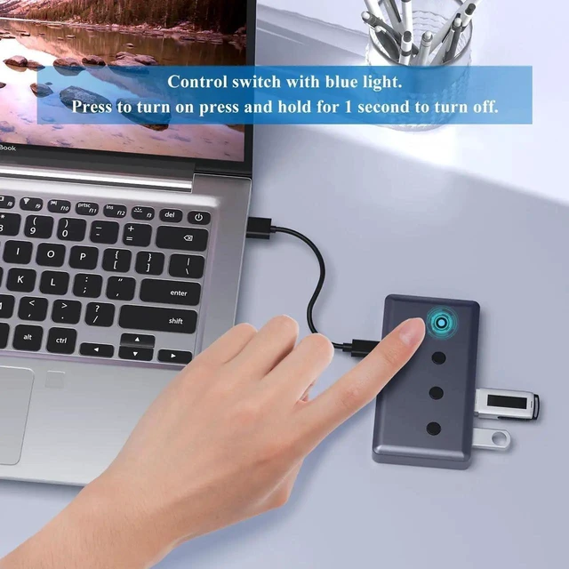 Alt view image 4 of 7 - 6 Port USB 3.2 Hub with USB-A and Type-C Data Ports 10Gbps High Speed Splitter with Dedicated Type-C Power Input Plug-and-Play Expansion for PC External HDD Flash Drives Keyboards Mice and Peripherals