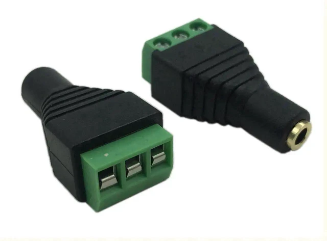 Main image of 3.5mm Stereo Female Audio Jack to 3-Pin Screw Terminal Adapter Solderless AV Balun Converter Connector for Headsets Speakers CCTV Audio Intercoms and DIY Wiring 2 Pack Replacement