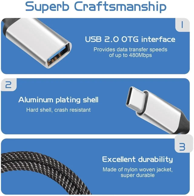 Alt view image 5 of 7 - 20CM USB-C OTG Y Splitter Cable Type-C Male to Dual Type-A Female Ports USB 3.0 1-to-2 Multiport Adapter for Car Laptop Desktop PC Space-Saving Port Expansion