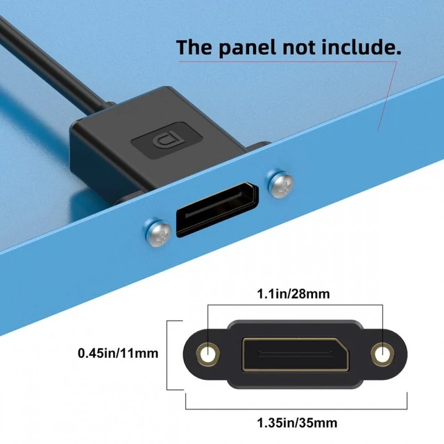Alt view image 2 of 7 - DisplayPort 1.4 Male to Female Extension Cable 8K 60Hz 4K 144Hz 32.4Gbps High Speed DP Panel Mount Cable Ultrafine Flexible 4.0mm Gold Plated Connector for Desktop Laptop Monitor Graphics Card 30cm