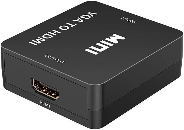 Main image of VGA to HDMI Converter Adapter Female to Female Video and Audio Adapter with USB Power Cable and 3.5mm Audio Port 720p 1080p Output at 60Hz Supports 1920x1080 Input for PC Laptop Projector Black