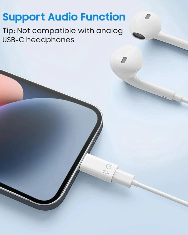 Alt view image 5 of 6 - USB C to Lightning Adapter Lightning Male to USB C Female Converter for iPhone 14/13/12/11 Pro Max iPad iPod and AirPods OTG Charging Data Transfer Audio Support White 1 Pack