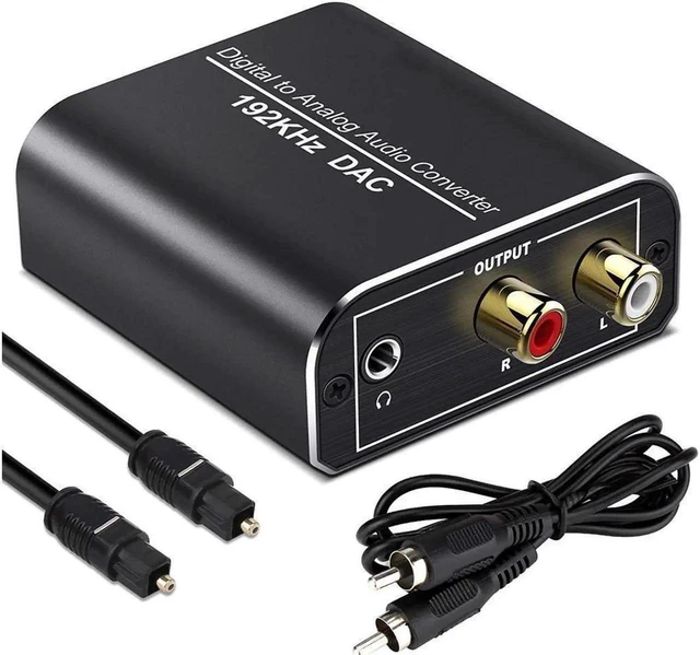 Main image of 192kHz Digital to Analog Audio Converter DAC Aluminum SPDIF TOSLINK Optical and Coaxial to Stereo L/R RCA and 3.5mm Jack 5V 1A USB Powered with Optical & Coaxial Cables for PS4 Xbox HDTV DVD
