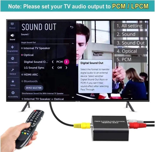 Alt view image 2 of 7 - 192kHz Digital to Analog Audio Converter DAC Aluminum SPDIF TOSLINK Optical and Coaxial to Stereo L/R RCA and 3.5mm Jack 5V 1A USB Powered with Optical & Coaxial Cables for PS4 Xbox HDTV DVD