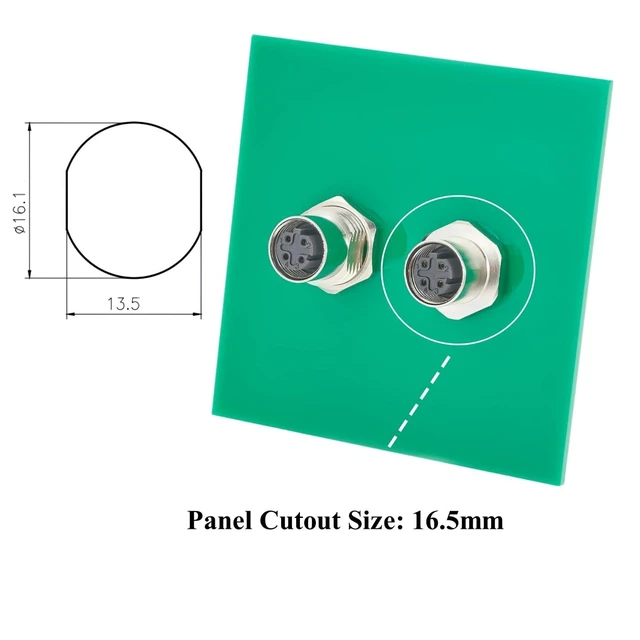 Alt view image 2 of 7 - M12 D-Code 4-Pin Female to Female Bulkhead Connector IP67 Shielded Panel Mount Ethernet Socket Cat5 100Mbps Circular Adapter for Profinet EtherCAT Modbus-TCP PLC Sensors 16.5mm Cutout 1PCS