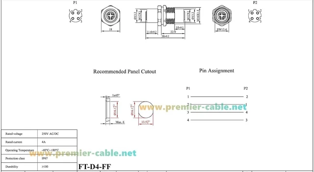 Alt view image 3 of 7 - M12 D-Code 4-Pin Female to Female Bulkhead Connector IP67 Shielded Panel Mount Ethernet Socket Cat5 100Mbps Circular Adapter for Profinet EtherCAT Modbus-TCP PLC Sensors 16.5mm Cutout 1PCS