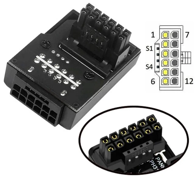 Alt view image 6 of 7 - 12VHPWR 16Pin PCIe 5.0 GPU Power Adapter ATX 3.0 Modular PSU Connector with 90-Degree Downward Angled Design Gold-Plated Pins for RTX 3080 and 3090Ti Graphics Cards for Compact PC Builds