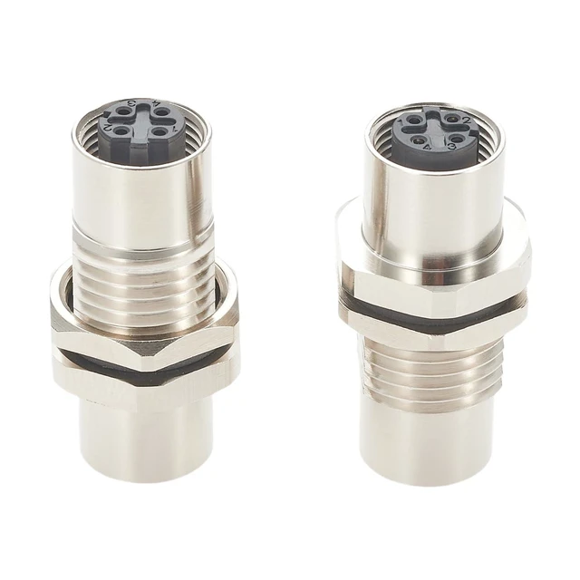 Alt view image 7 of 7 - M12 D-Code 4-Pin Female to Female Bulkhead Connector IP67 Shielded Panel Mount Ethernet Socket Cat5 100Mbps Circular Adapter for Profinet EtherCAT Modbus-TCP PLC Sensors 16.5mm Cutout 1PCS