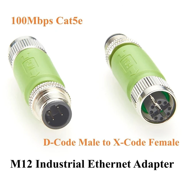 Alt view image 2 of 5 - IP67 M12 D-Code 4-Pin Male to X-Code 8-Pin Female Industrial Ethernet Adapter Cat5e Shielded Inline Connector 100Mbps for PROFINET EtherNet/IP EtherCAT Modbus TCP 1PCS