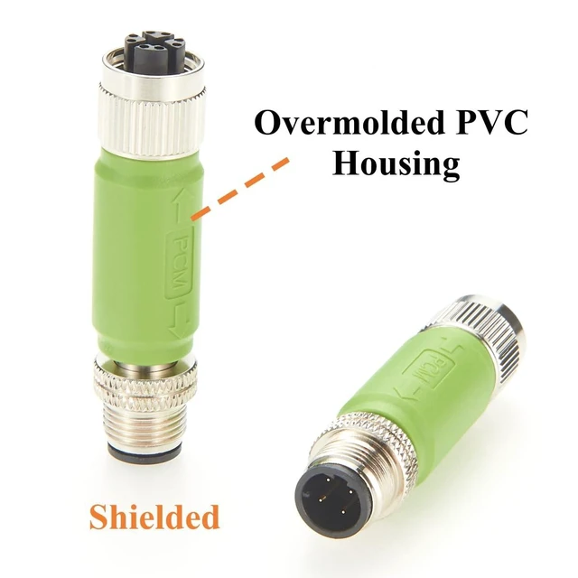 Alt view image 4 of 5 - IP67 M12 D-Code 4-Pin Male to X-Code 8-Pin Female Industrial Ethernet Adapter Cat5e Shielded Inline Connector 100Mbps for PROFINET EtherNet/IP EtherCAT Modbus TCP 1PCS