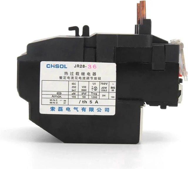Alt view image 5 of 6 - JR28-36 Adjustable Thermal Overload Relay Three-Phase Motor Overload Protection Relay Current Ranges 17-25A/23-32A/28-36A 50/60Hz LR2 D23 Interchangeable AC Contactor Mounting