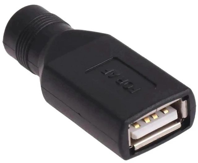 Main image of USB-A Female to 5.5x2.1mm Female DC Jack Adapter 5V USB Power Converter for LED Strip Lights CCTV Cameras Mini Fans and Low-Power DIY Electronics Compact Plug-In Interface Connector