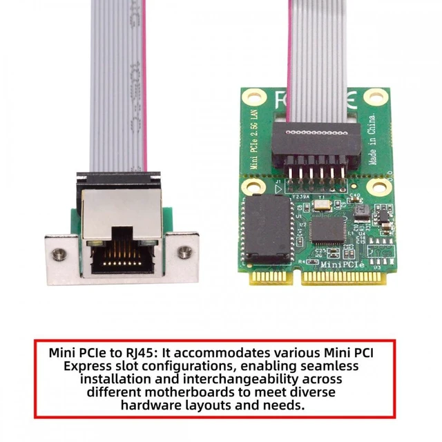 Alt view image 2 of 7 - Mini PCI-E PCI Express Ethernet Network Card Adapter 2.5Gbps 2500Mbps GBE Gigabit 1000Mbps LAN Cable with RJ45 Realtek RTL8125B Low Profile Windows Linux for Desktop Motherboard