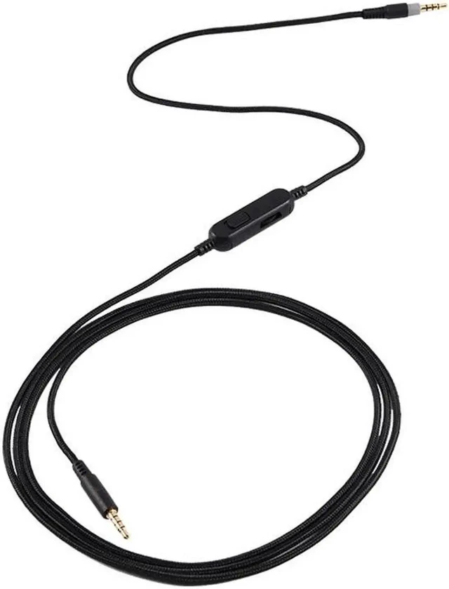 Alt view image 3 of 4 - 3.5mm Replacement Audio Cable and Headset Cord for Cloud MIX and Cloud Alpha Inline Volume Wheel & Mic Mute Switch Gold-Plated Plugs Oxygen-Free Copper Core Nylon Braided Plug-and-Play Black
