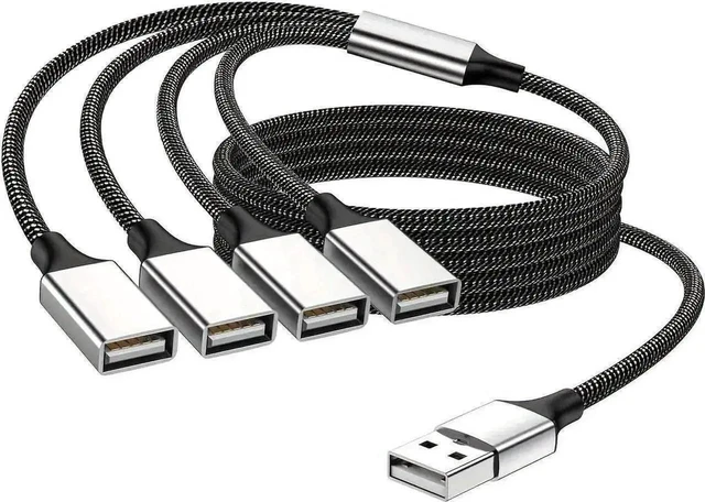 Alt view image 4 of 7 - USB 1 Male to 4 Female Splitter Cable 0.8FT 4-Port USB Hub Adapter for MacBook Laptop Car Xbox Plug and Play Multi-Device Connector for Flash Drive and External Hard Drive Short Cable