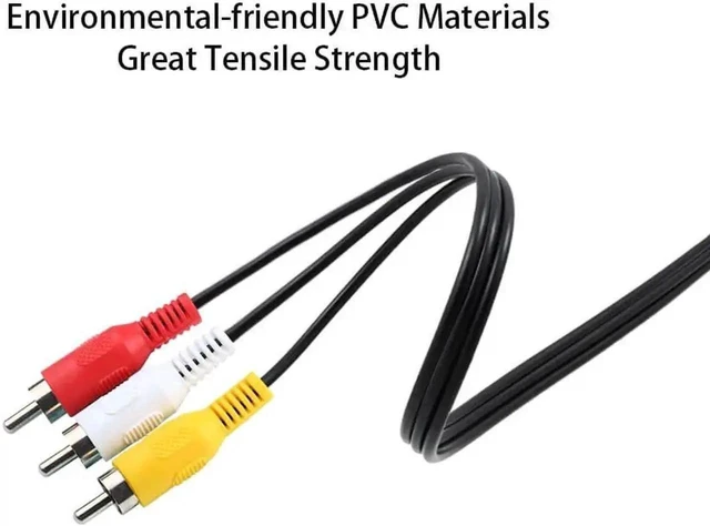 Alt view image 6 of 7 - 3.5mm 1/8 Inch Male to 3 RCA Male AV Composite Cable Stereo AUX Audio Video Converter Cord 5FT Gold-Plated Connectors Shielded PVC Wiring for TVs Amplifiers Projectors & Theater Systems