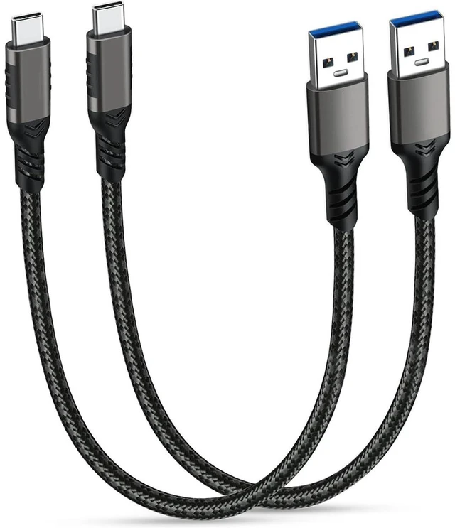 Main image of USB-A to USB-C Cable 3.1/3.2 Gen 2 10Gbps Data Transfer Cable 60W 3A Fast Charging Cord Nylon Braided Compatible with Galaxy and Google Pixel Phones External SSD Laptop PC 2 Pack 1.6FT
