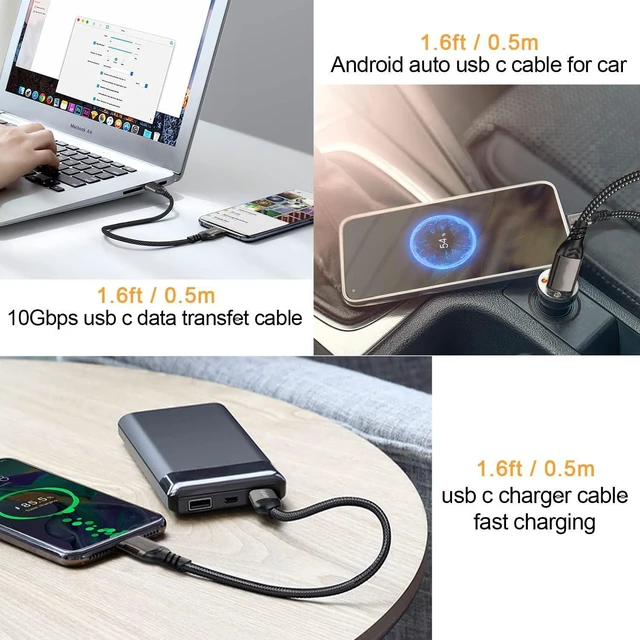 Alt view image 5 of 7 - USB-A to USB-C Cable 3.1/3.2 Gen 2 10Gbps Data Transfer Cable 60W 3A Fast Charging Cord Nylon Braided Compatible with Galaxy and Google Pixel Phones External SSD Laptop PC 2 Pack 1.6FT