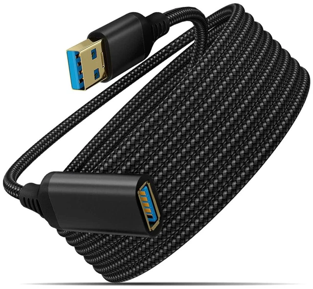 Main image of USB 3.0 Extension Cable Type A Male to Female 10ft/3M Braided Nylon USB Extender Cord 5Gbps Data Transfer Charging Plug and Play for Windows MacBook Linux Laptop Printer Camera 1 Pack