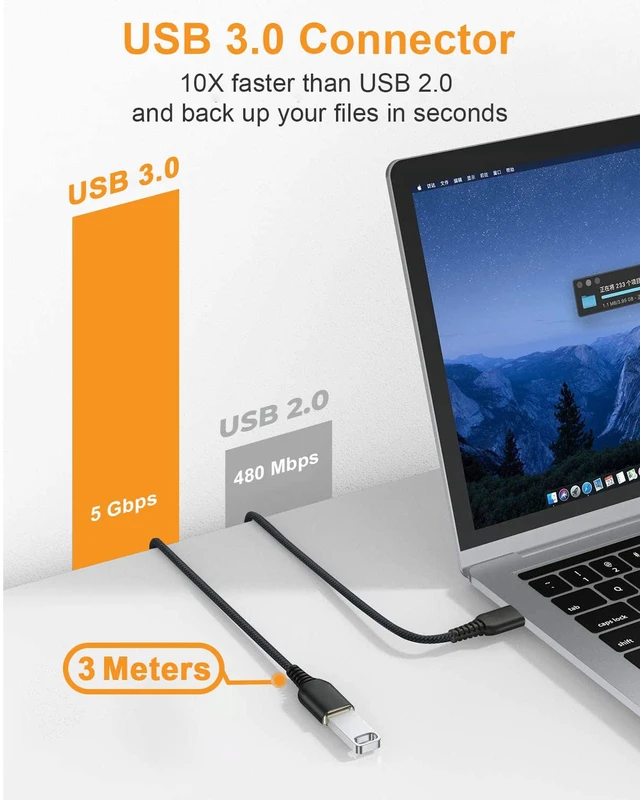 Alt view image 2 of 7 - USB 3.0 Extension Cable Type A Male to Female 10ft/3M Braided Nylon USB Extender Cord 5Gbps Data Transfer Charging Plug and Play for Windows MacBook Linux Laptop Printer Camera 1 Pack