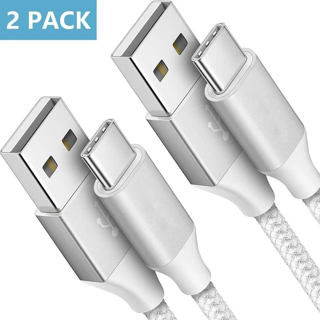 Main image of USB A to USB C Cable 2-Pack 3.3ft Nylon Braided Cord QC3.0 Fast-Charge 3A 480Mbps Data Transfer 56K Resistor Reversible Connector for Galaxy S23 S22 S21 S20 Z Fold 4 3 Flip 4 3 5G Note 20 10 9 Mo-to G