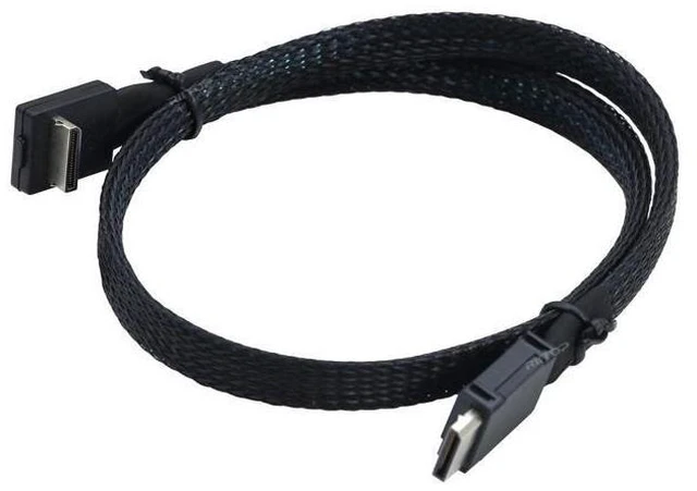 Alt view image 6 of 6 - PCIe 4.0 OCuLink Cable SFF-8611 4i 42-Pin Male to Male Right Angle Cable for External GPU and SSD Connectivity Flat Cable for SFF-8612 Adapters Up to 64Gbps 1.6 Feet 50 cm