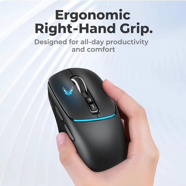 Alt view image 3 of 7 - R108 Wireless Mouse Dual Bluetooth 2.4GHz USB Receiver 4 DPI Levels 1000-3200dpi Type-C Rechargeable Silent Click Ergonomic Right-Hand Computer Mouse for Windows MacBook iPad Linux Black