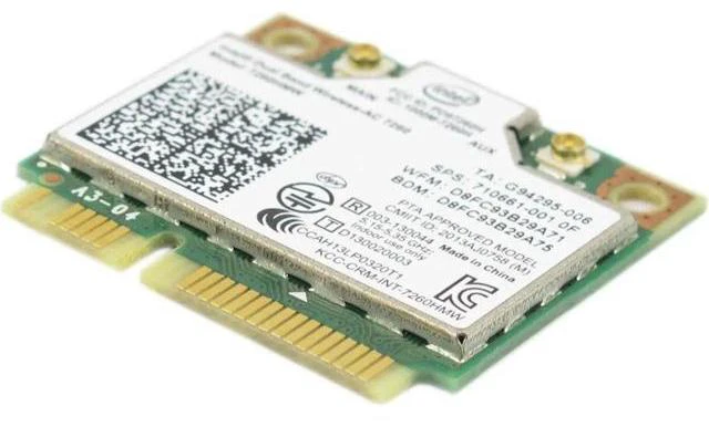 Alt view image 5 of 5 - 7260HMW Dual Band Wireless-AC Wi-Fi Bluetooth 4.0 Combo Card PCIe Half Mini Card IEEE 802.11ac a/b/g/n 300/867 Mbps Laptop Network Adapter SPS 710661-001 Compatible with DELL Laptops