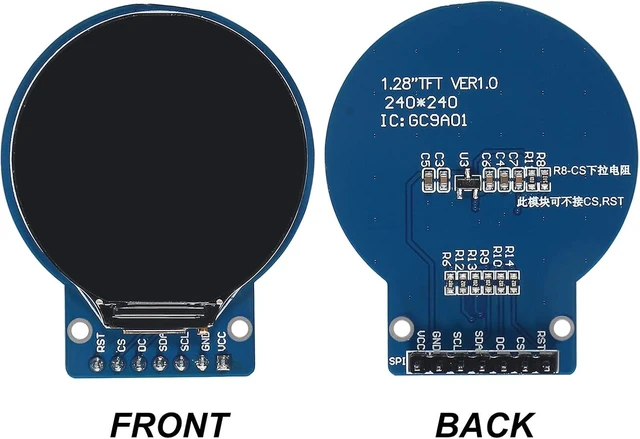 Alt view image 2 of 7 - 1.28 Inch Round TFT LCD Display Module RGB 240x240 Resolution GC9A01 Driver 4 Wire SPI Interface 240x240 PCB for Raspberry Pi Nano and STM32 Overall Dimensions 38mm x 45.5mm x 3.2mm 2PCS