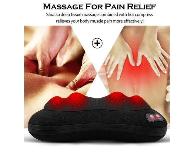 Alt view image 3 of 7 - Shiatsu Massage Pillow with Heat Electric Back and Neck Massager Deep Tissue Kneading Massager with 4 3D Rotating Nodes and 3 Adjustable Speeds for Shoulders Feet Calves and Lower Back
