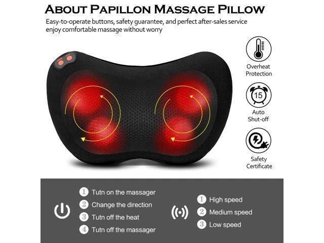 Alt view image 4 of 7 - Shiatsu Massage Pillow with Heat Electric Back and Neck Massager Deep Tissue Kneading Massager with 4 3D Rotating Nodes and 3 Adjustable Speeds for Shoulders Feet Calves and Lower Back