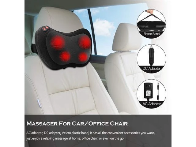 Alt view image 5 of 7 - Shiatsu Massage Pillow with Heat Electric Back and Neck Massager Deep Tissue Kneading Massager with 4 3D Rotating Nodes and 3 Adjustable Speeds for Shoulders Feet Calves and Lower Back