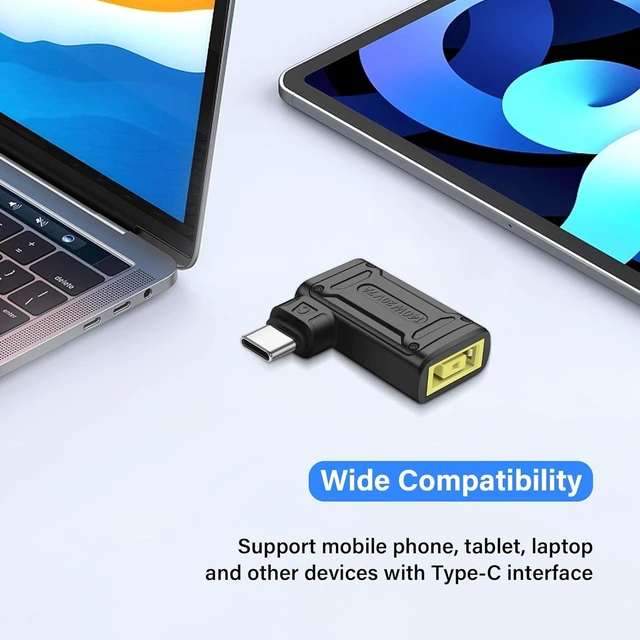Alt view image 3 of 7 - PD 140W Square C Power Charging Adapter Square Female Input to USB Type C Male Slim-Tip Connector PD Automatic Identification Chip 15V-20.5V Input 5V/9V 2A and 20V 7A Output No 12V/15V