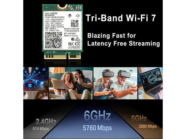 Alt view image 3 of 5 - BE200NGW WiFi 7 M.2 Card WiFi Module Tri-Band 802.11be Wireless Network Adapter with Bluetooth 5.4 6-Stream 9.3Gbps 4K QAM 320MHz for Laptop & PC Windows 10/11 64-bit