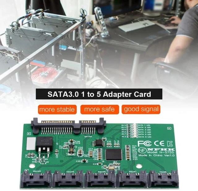 Alt view image 4 of 6 - JMB575 SATA 3.0 1 to 5 Port Multiplier Hub 6Gbps SATA PM Splitter Adapter for HDD & SSD Internal Multi Drive Storage Expansion Controller for PC NAS Storage Chassis with Independent SATA Ports