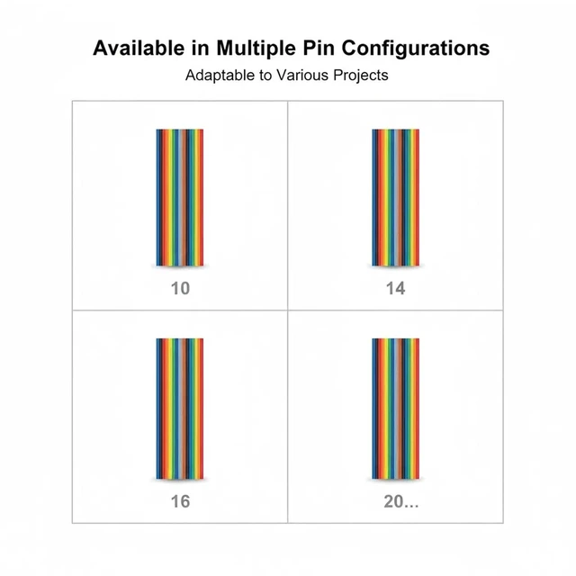Alt view image 4 of 7 - 16P Dupont Jumper Ribbon Cable IDC Flat Ribbon Wire for Breadboard Projects 1.27 mm Pitch 300V Tinned Copper Conductors 2.54 mm Connector Compatible Multicolored 1M/3.3Ft 3 Pack