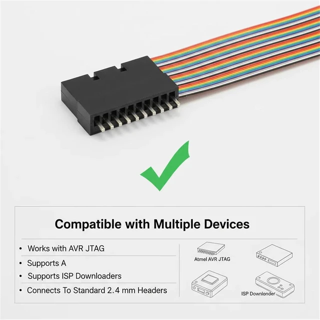 Alt view image 7 of 7 - 16P Dupont Jumper Ribbon Cable IDC Flat Ribbon Wire for Breadboard Projects 1.27 mm Pitch 300V Tinned Copper Conductors 2.54 mm Connector Compatible Multicolored 1M/3.3Ft 3 Pack