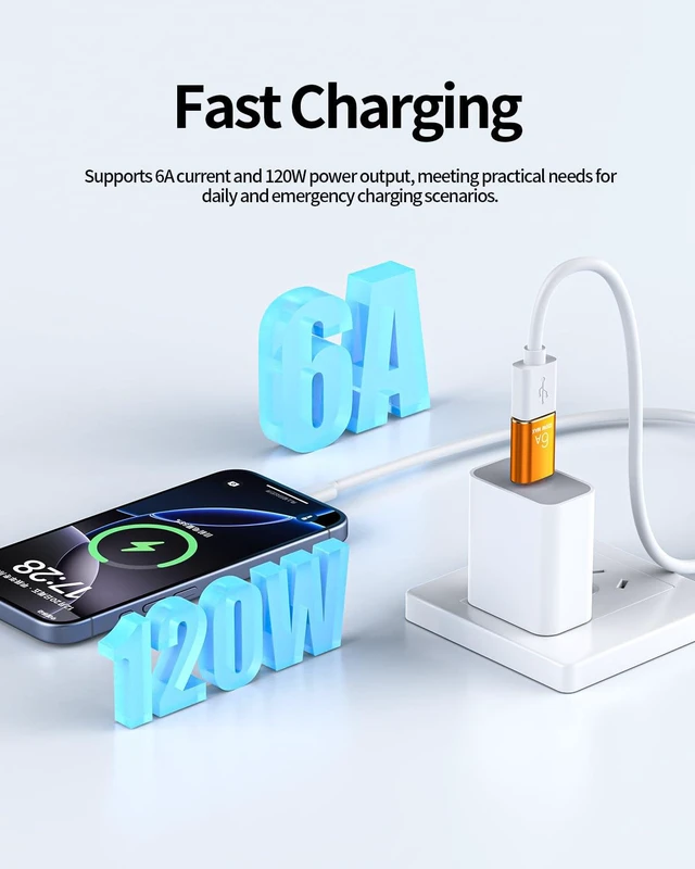 Alt view image 2 of 7 - USB 3.2 Type-C Male to USB 3.2 Female Adapter 120W 6A Fast Charging Converter with 10Gbps High-Speed Data Transfer Smart DAC Chip Aluminum Alloy for Phone15/16 Tablets and Other Devices