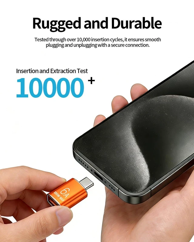 Alt view image 5 of 7 - USB 3.2 Type-C Male to USB 3.2 Female Adapter 120W 6A Fast Charging Converter with 10Gbps High-Speed Data Transfer Smart DAC Chip Aluminum Alloy for Phone15/16 Tablets and Other Devices